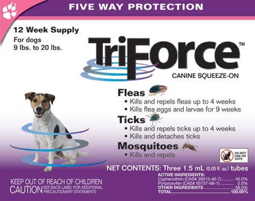 TriForce Squeeze-On - Dogs 9 to 20 lbs - 12 Week Supply