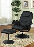 IMAGE OF Circle Metal Base Faux Leather in Black Finish Massage Recliner Set
