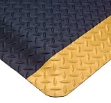 Wearwell 414.1516x3x5BYL UltraSoft Diamond-Plate Beveled Mat, Black with Yellow Borders, 15/16-Inch by 3-by-5-Feet