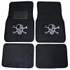 Silver Skull w/ Crossbones Front & Rear Gem Crystals Studded Rhinestone Car Truck SUV Floor Mats - Pair