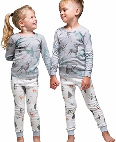 Tory bam Cotton Thermal Underwear Pajamas Set for Kids Little Boys Girls Toddler Deer 7-8 Years - XL