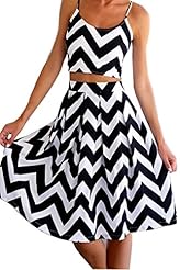 Striped Print Polyester Sleeveless Pleated Summer Cocktail  Dress