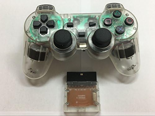 komekuma® 2.4g Wireless Game Pad Joysticks Gaming Controller Joypad Gamepad Console for Sony Playstation 2 Dual Shock Dual Includes (Crystal)