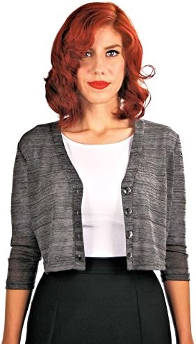 Mythereal Women's Cropped Cardigan Sweater Retro Style (Medium, Heather Grey)