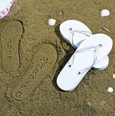 Mens Just Married Flip Flops White Large - Honeymoon Flip Flops Mens Large White