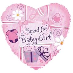 1 St�ck 'Beautiful Baby Girl' - Folien-Herzballon, ca. 45 cm Durchmesser