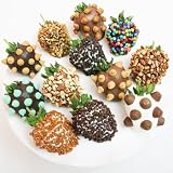 12 Belgian Chocolate Covered Strawberries - 12 Premium Toppings