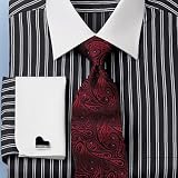 Triple Rope Stripe White Collar Dress Shirt