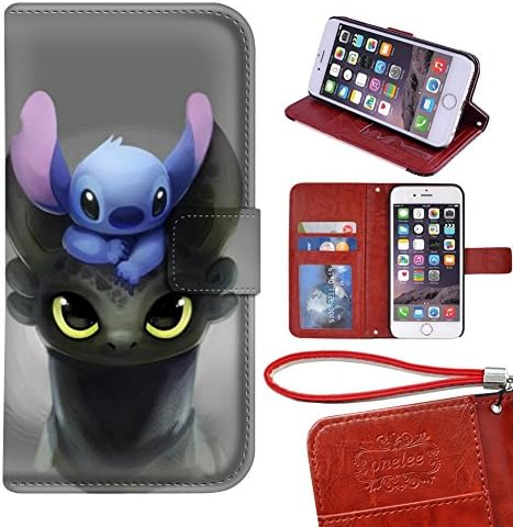 Customized PU Leather High Quality Cute Stitch And Toothless iPhone 6 Plus/6s Plus 5.5 Wallet Case