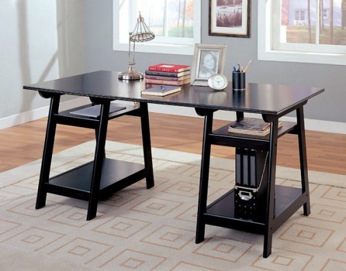 TRESTLE STYLE OFFICE DESK IN BLACK FINISH