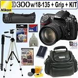 Nikon D300 DX 12.3MP Digital SLR Camera with 18-135mm AF-S DX f/3.5-5.6G ED-IF Nikkor Zoom Lens + Nikon MB-D10 Multi Power Battery Pack + 4GB Deluxe Accessory Kit