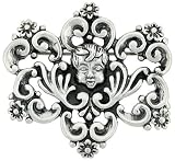 Sterling Silver 1 1/2 (38 mm) Filigree Brooch Pin with Boy's Face Design