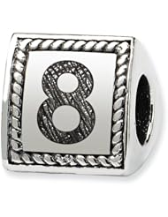 Sterling Silver Number 8 Triangle Block Charm Bead Fits Pandora Chamilia Biagi Bracelet
