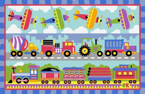 Childrens Toyshop  Toys : LA Rug Trains, Planes & Trucks Rug 19"x29"