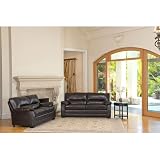 Wilshire Top Grain Leather Sofa and Loveseat Set in Dark Brown By Abbyson Living