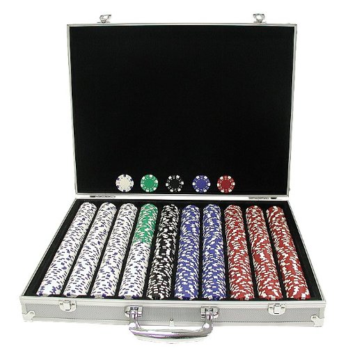 Striped Dice 11.5gm 1000 Chip Poker Set with Aluminum Case