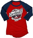 IMAGE OF St. Louis Cardinals Women's Burnout 3/4 Sleeve White/Red Raglan T-Shirt