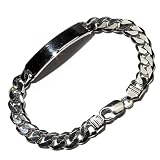 Sterling Silver 9mm Flat Curb Chain ID Bracelet, 8