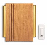 Heath Zenith SL-6182-C Traditional Décor Wireless Door Chime, Oak and Satin-Finish Brass