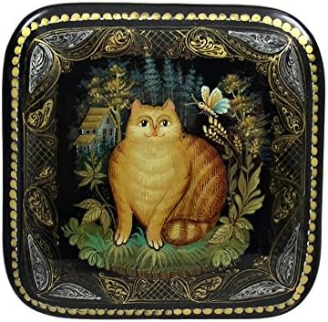 Palekh Russian Lacquer Box FAT CAT #3888