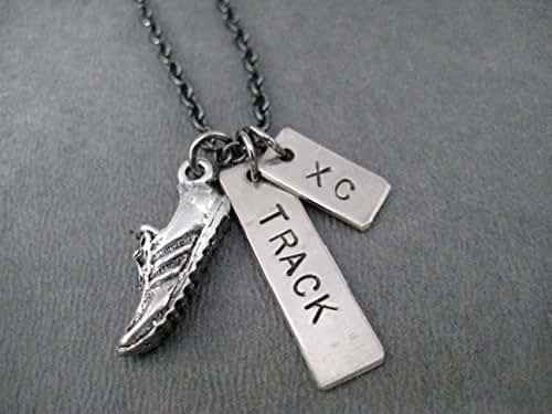 XC Track Necklace  charm Runner running country Charm Pewter Cross  and   Country Shoe  cross Running