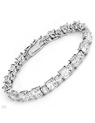 Sterling Silver and Cubic Zirconia Princess-Cut Bracelet, 39.00ctw