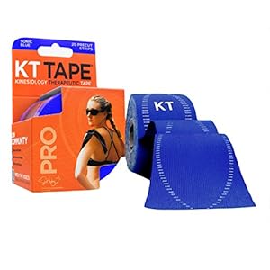 KT TAPE PRO Synthetic Elastic Kinesiology 20 Pre Cut Strips Therapeutic Tape, 10-Inch, Sonic Blue