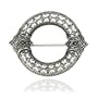 Sterling Silver Marcasite Filigree Oval Pin