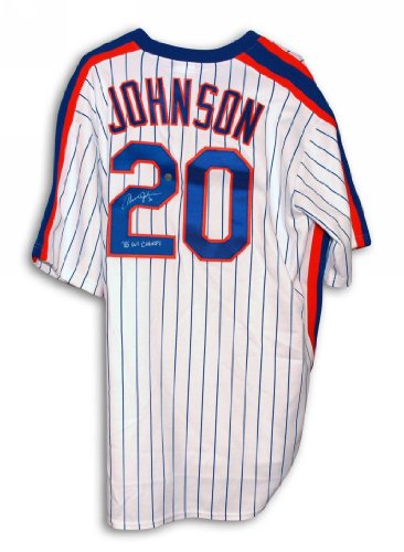 Howard Johnson Autographed New York Mets White Pinstripe Majestic Throwback Jersey Inscribed 