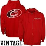 NHL Majestic Carolina Hurricanes Red Field Idol Full Zip Vintage Hoody Sweatshirt (X-Large)