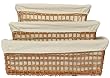 Willow Rectangle Baggette Trays With Cotton Liners Set / 3, 21 1/2"L x 7 1/4"H x 11 1/2"W
