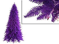 6.5' Pre-Lit Slim Purple Ashley Spruce Christmas Tree - Clear & Purple Lights