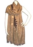 Soft woolen jamavar shawl or wrap from India - Gray black base with multi color cut work designs