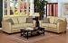 2 pc beige microfiber fabric upholstered sofa and love seat set
