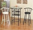 NEW GLASS TOP BAR TABLE W. WINE RACK & 2 SWIVEL STOOLS