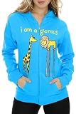 Lion Giraffe I Am A Genius Girls Zip Hoodie