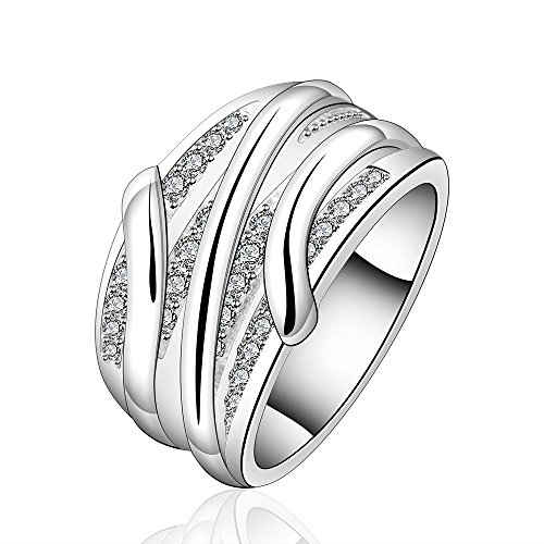 New Fashion Jewelry 925 Silver Beautiful Austrian Crystal Band Ring(Q)