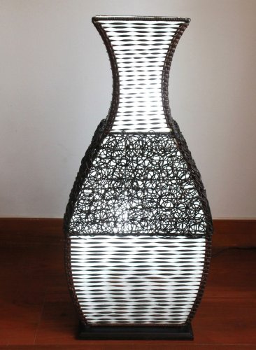 Große Stehlampe - Rattan - 76 cm (dunkelbraun, schwarz)