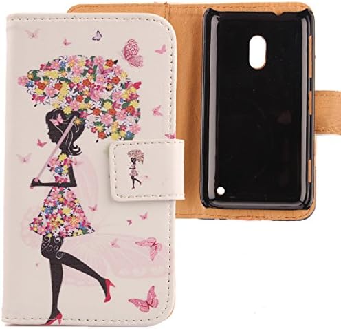 Lankashi Leather Cover Skin Protection Case for Nokia Lumia 620 Painted Design (Umbrella Girl)