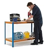 Review BiGDUG 350WBA / Industrial Workbench with 2 chipboard shelves. 350kgs UDL per shelf. 900h x 1400w x 600mmd.
