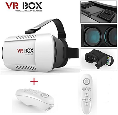 Bluetooth Remote Control with Vr Box 3D Glasses VR Virtual Reality 3D Video Glasses Helmet Headset Adjust Cardboard for 4.7 to 6 Inch Smartphones iPhone 6 plus Samsung Galaxy IOS Android Cellphones