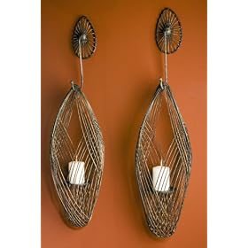 Kimono Large Iron Rustic Open Hanging Candle Lantern Sconce by Kathy Kuo Designs