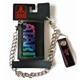 Atari Rainbow Logo Black Leather Wallet with Chain by Haunted Flower