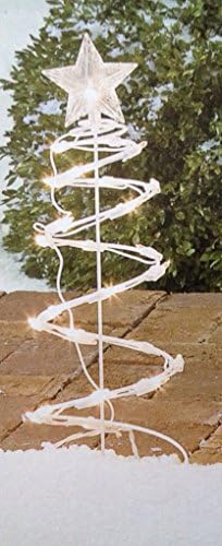 Large Spiral Tree with Star Topper Lit Pathway Lights Markers - 5 Count - 18" High - 125 Lights