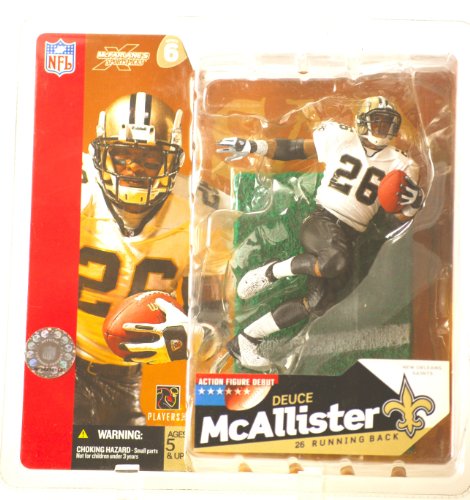 McFarlane Toys NFL Sports Picks Series 6 Action Figure Deuce McAllister (New Orleans Saints) White Jersey with No Eye Black Variant