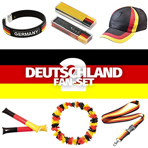 STYLETEC Fan Set Deutschland Fanartikel Europameisterschaft 2016, Euro 2016, Fußball EM Fanset 6 Teile für Public Viewing