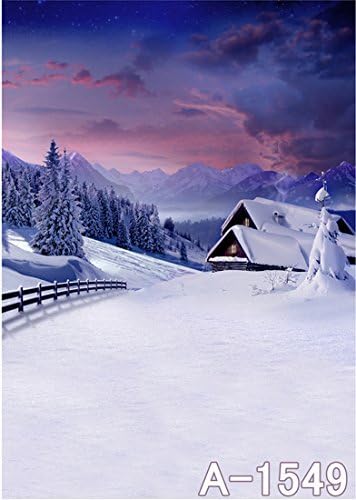 New Arrival Sunset Mountain Snow Scenic Wilderness Fence Village Photography Backgrounds Cloth 6.5 Ft*5 Ft(200 Cm*150 Cm) K-1549