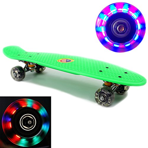 Plastic Skateboard LED Light Up Wheels Penny Retro 22" Mini Street