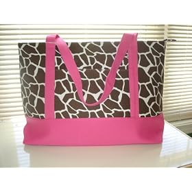 Cotton Canvas Animal Print Fashion Tote Handbag - Cute Pink (18