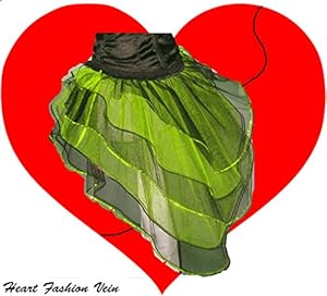 Neon Lime Black Peacock Bustle Sequins 5 Layer Tutu Skirt Halloween